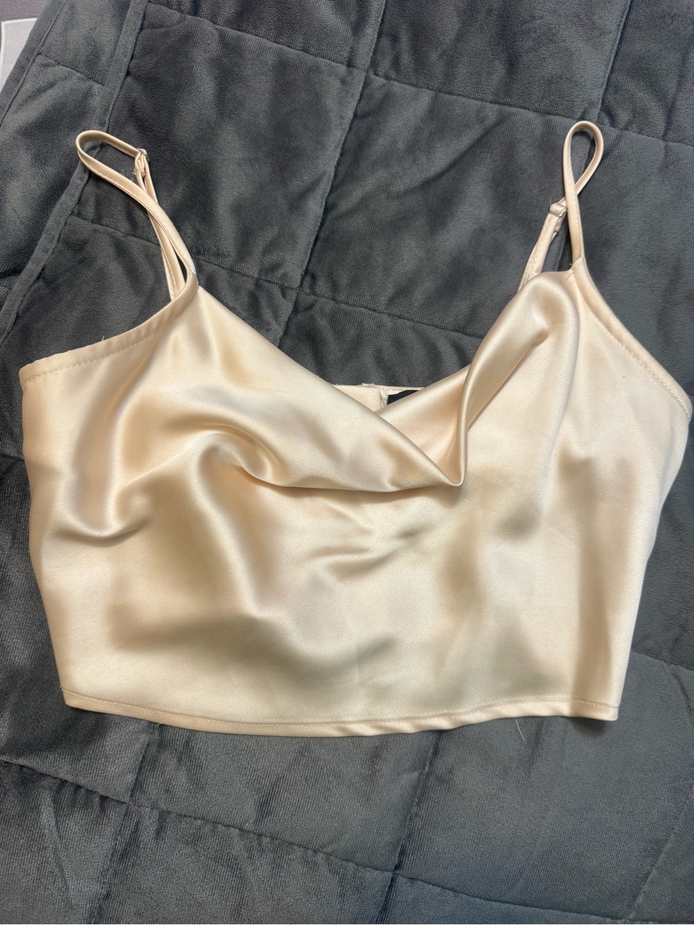 Forever 21 Champagne Satin Cropped Cami